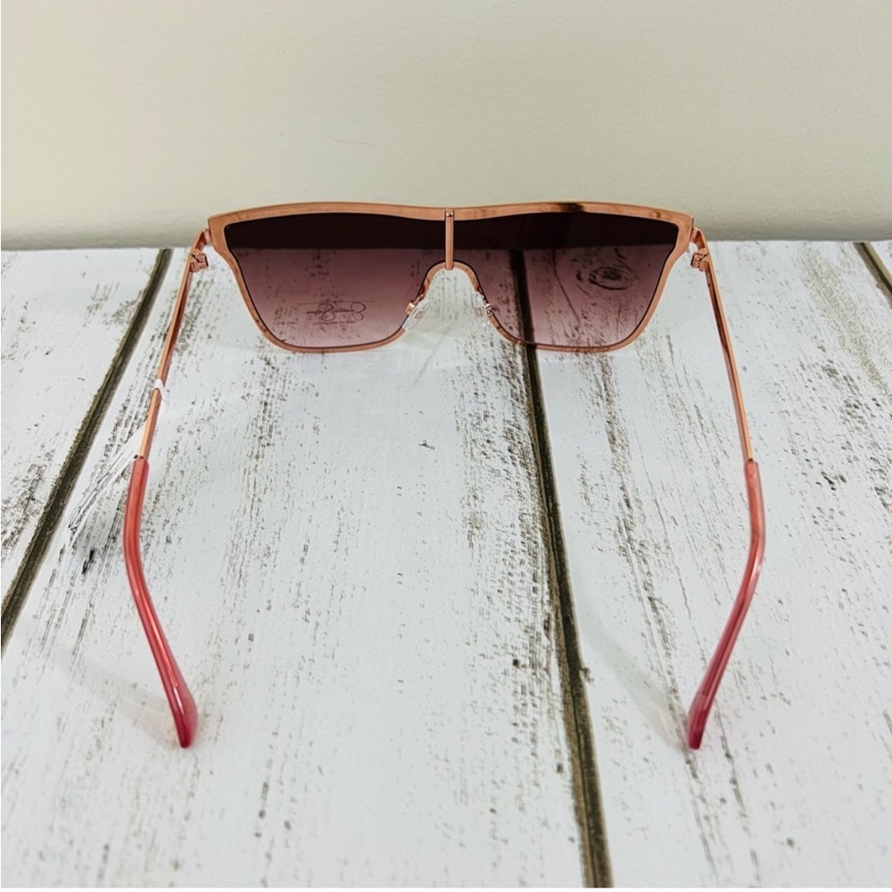 Jessica Simpson Rose Gold Metal Frame Square Shield Sunglasses Eyewear J6100 - Picture 5 of 14